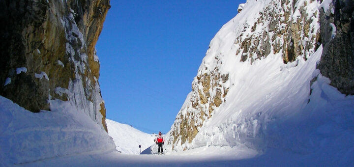 Skifahren auf dem Hausberg.